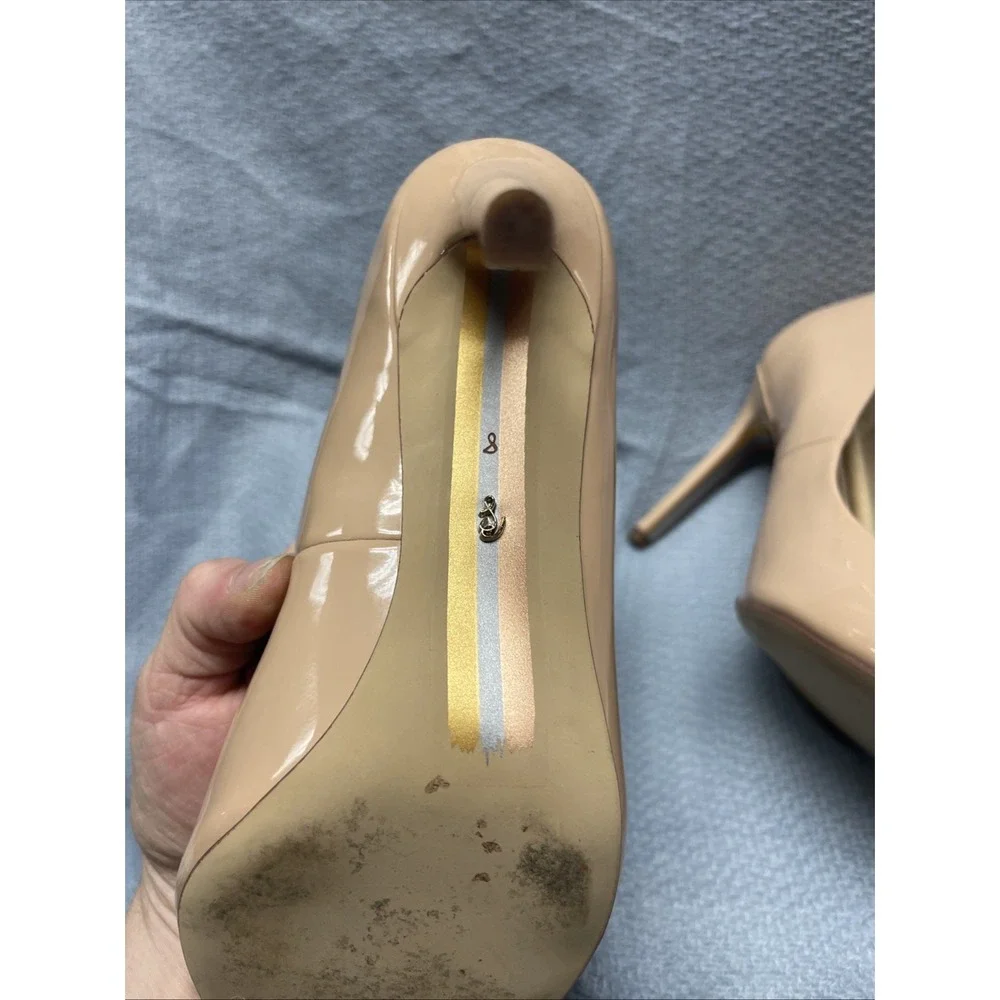 Sam Edelman Antonia Beige Blush Pointed Toe Slip On Slim Heel Fashion Pumps 8